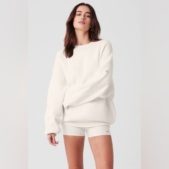 ALO Yoga Sweaters - ALO Yoga: Scholar Crew Neck Sweater - Ivory